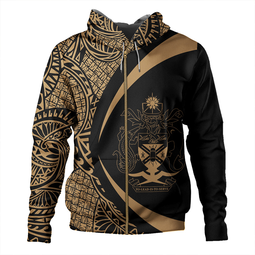 Solomon Islands Hoodie Coat Of Arm Lauhala Gold Circle