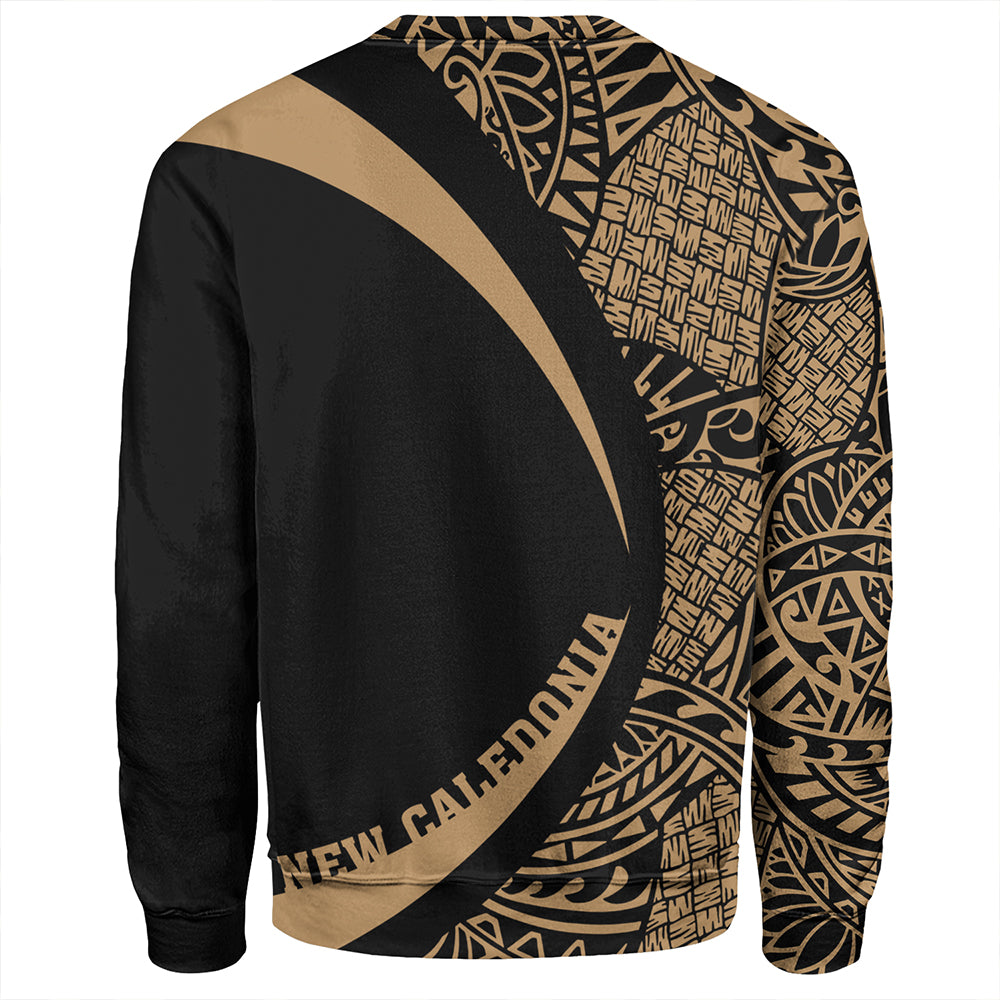 New Caledonia Sweatshirt Coat Of Arm Lauhala Gold Circle
