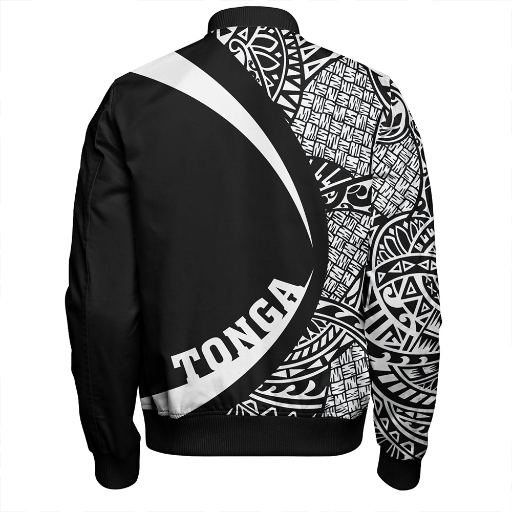 Tonga Bomber Jacket Coat Of Arm Lauhala White Ver 2 Circle