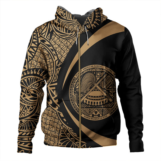 Samoa Hoodie American Samoa Coat Of Arm Lauhala Gold Circle