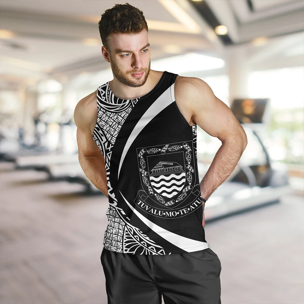 Tuvalu Tank Top Coat Of Arm Lauhala White Circle