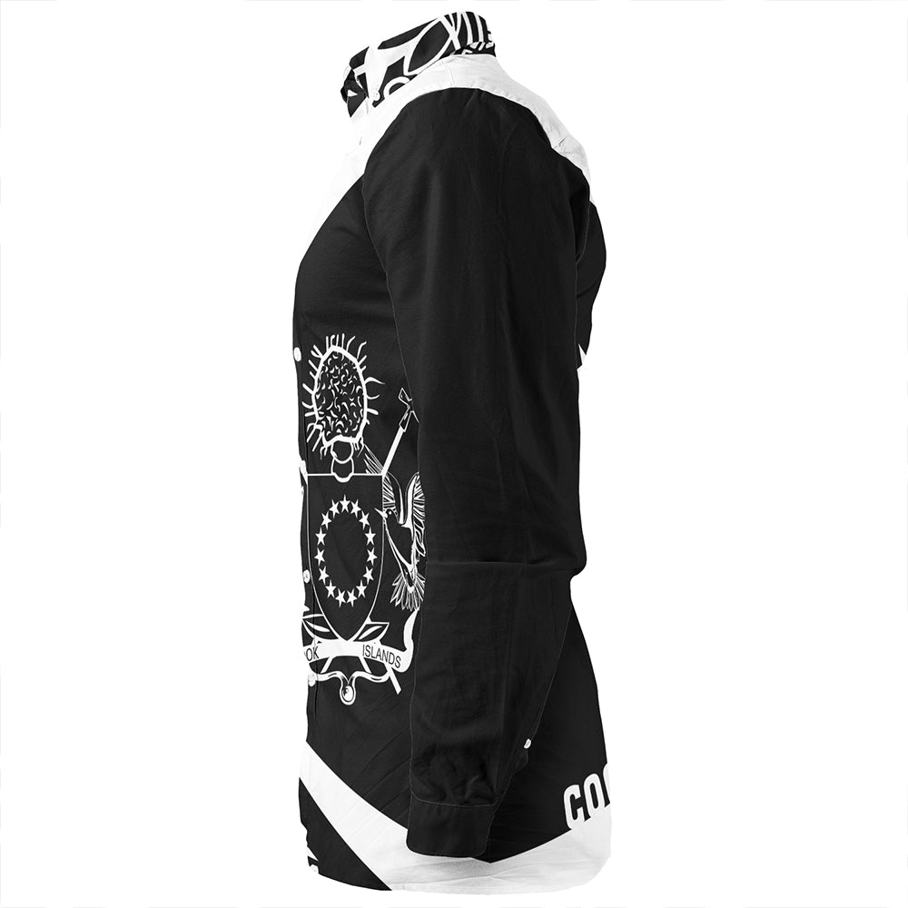 Cook Islands Long Sleeve Shirt Coat Of Arm Lauhala White Circle