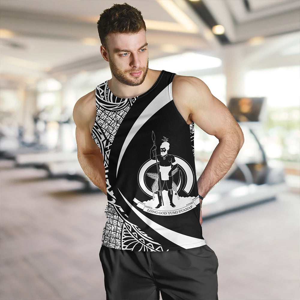 Vanuatu Tank Top Coat Of Arm Lauhala White Circle