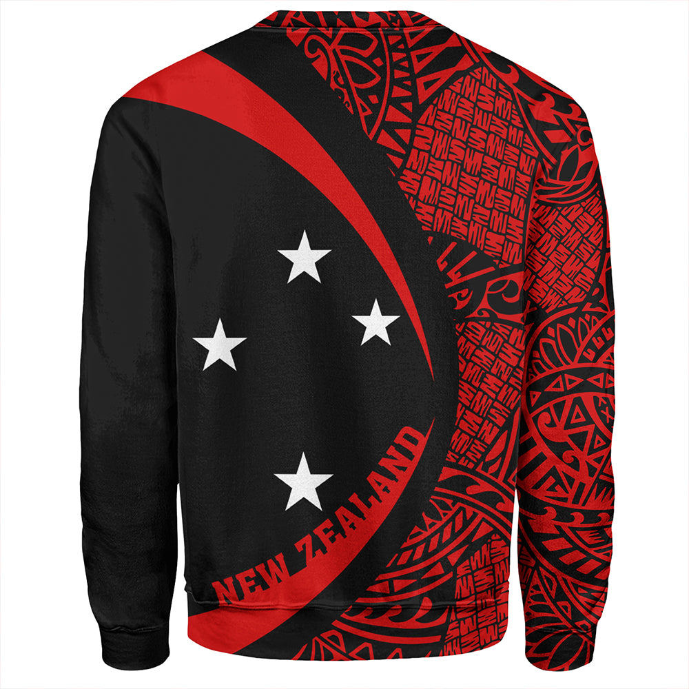 New Zealand Sweatshirt Silver Fern Maori Flag Lauhala Circle