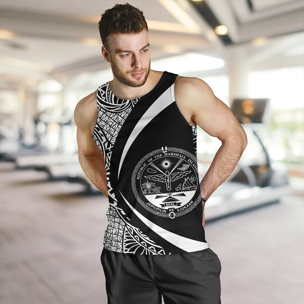 Marshall Islands Tank Top Coat Of Arm Lauhala White Circle