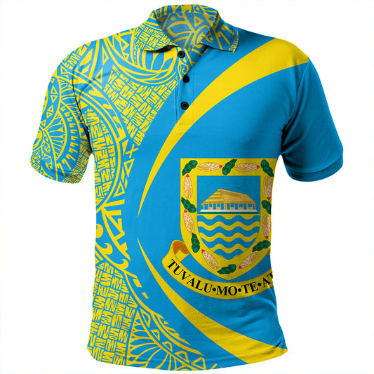 Tuvalu Polo Shirt Coat Of Arm Lauhala Circle