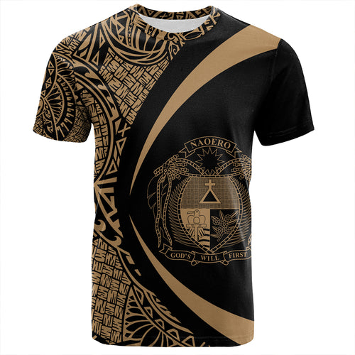 Nauru T-Shirt Coat Of Arm Lauhala Gold Circle