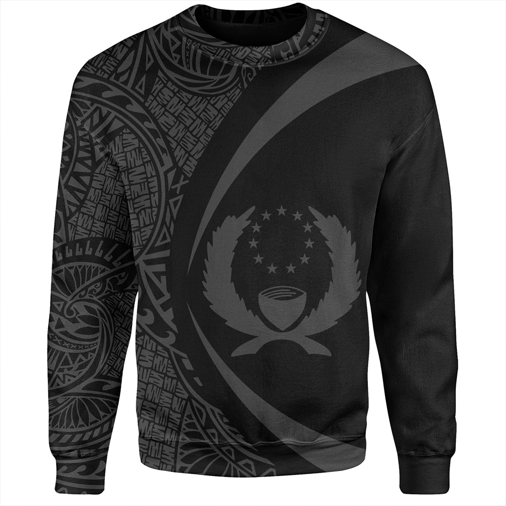 Pohnpei Sweatshirt Coat Of Arm Lauhala Gray Circle