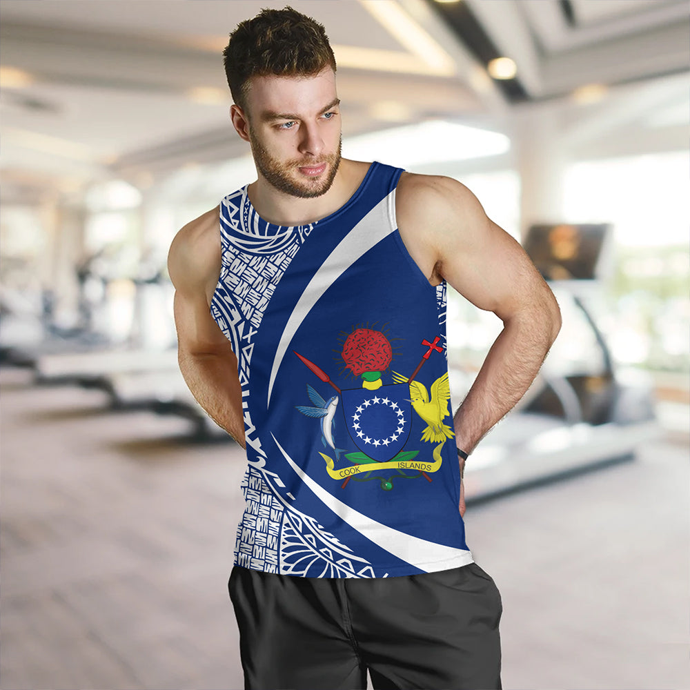 Cook Islands Tank Top Coat Of Arm Lauhala Circle