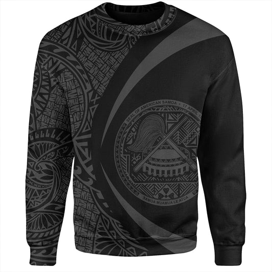 Samoa Sweatshirt American Samoa Coat Of Arm Lauhala Gray Circle