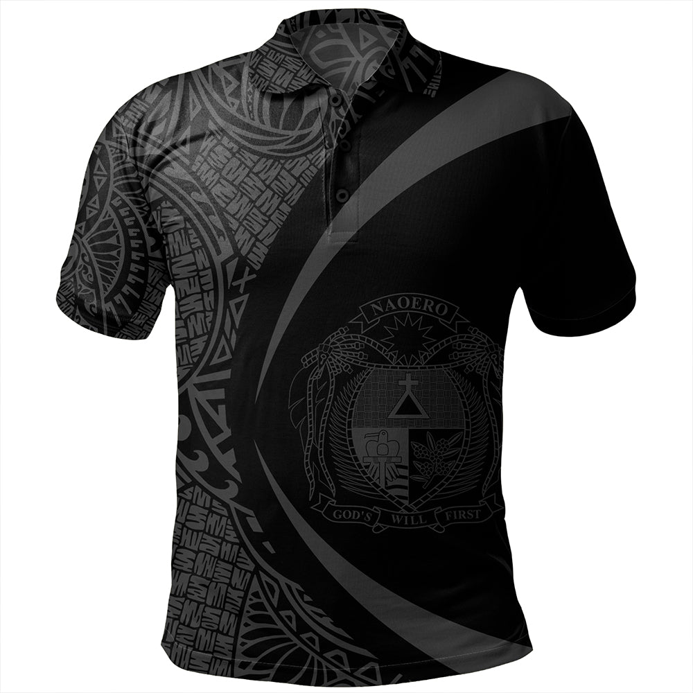 Nauru Polo Shirt Coat Of Arm Lauhala Gray Circle