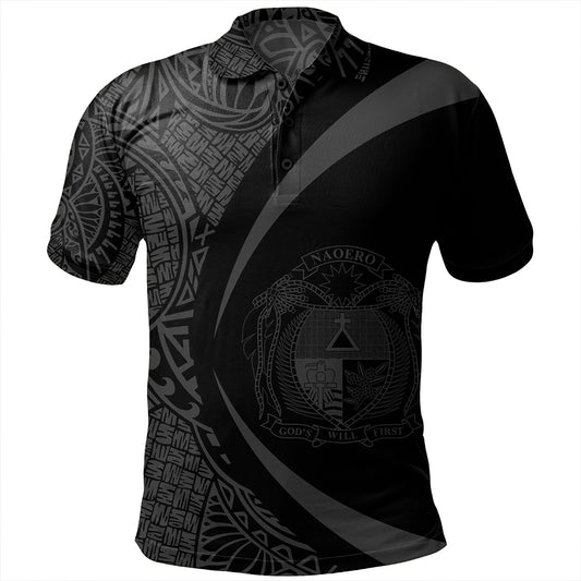 Nauru Polo Shirt Coat Of Arm Lauhala Gray Circle