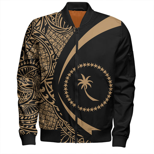 Chuuk Bomber Jacket Coat Of Arm Lauhala Gold Circle