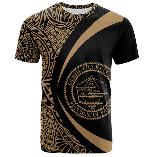 Palau T-Shirt Coat Of Arm Lauhala Gold Circle