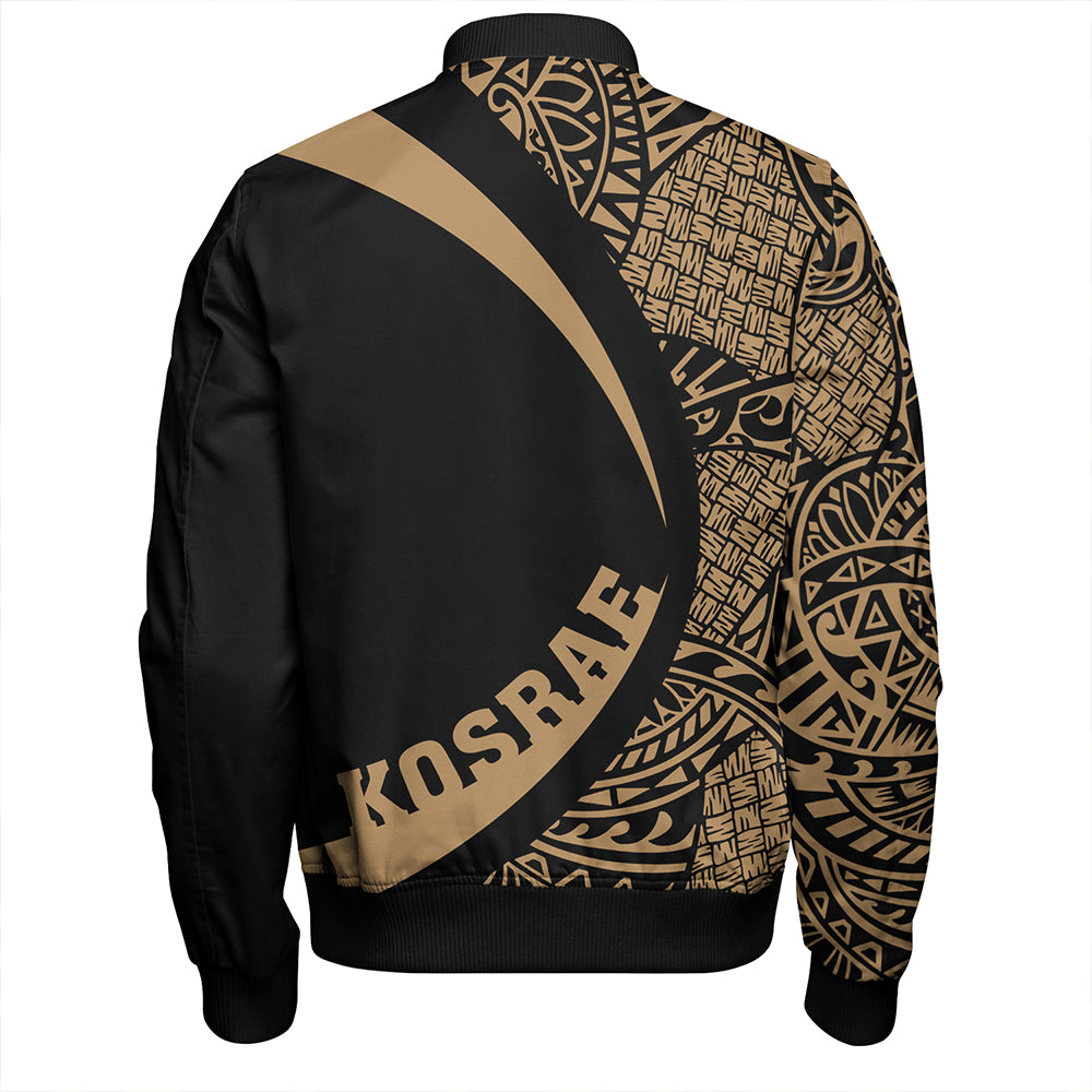 Kosrae Bomber Jacket Coat Of Arm Lauhala Gold Circle