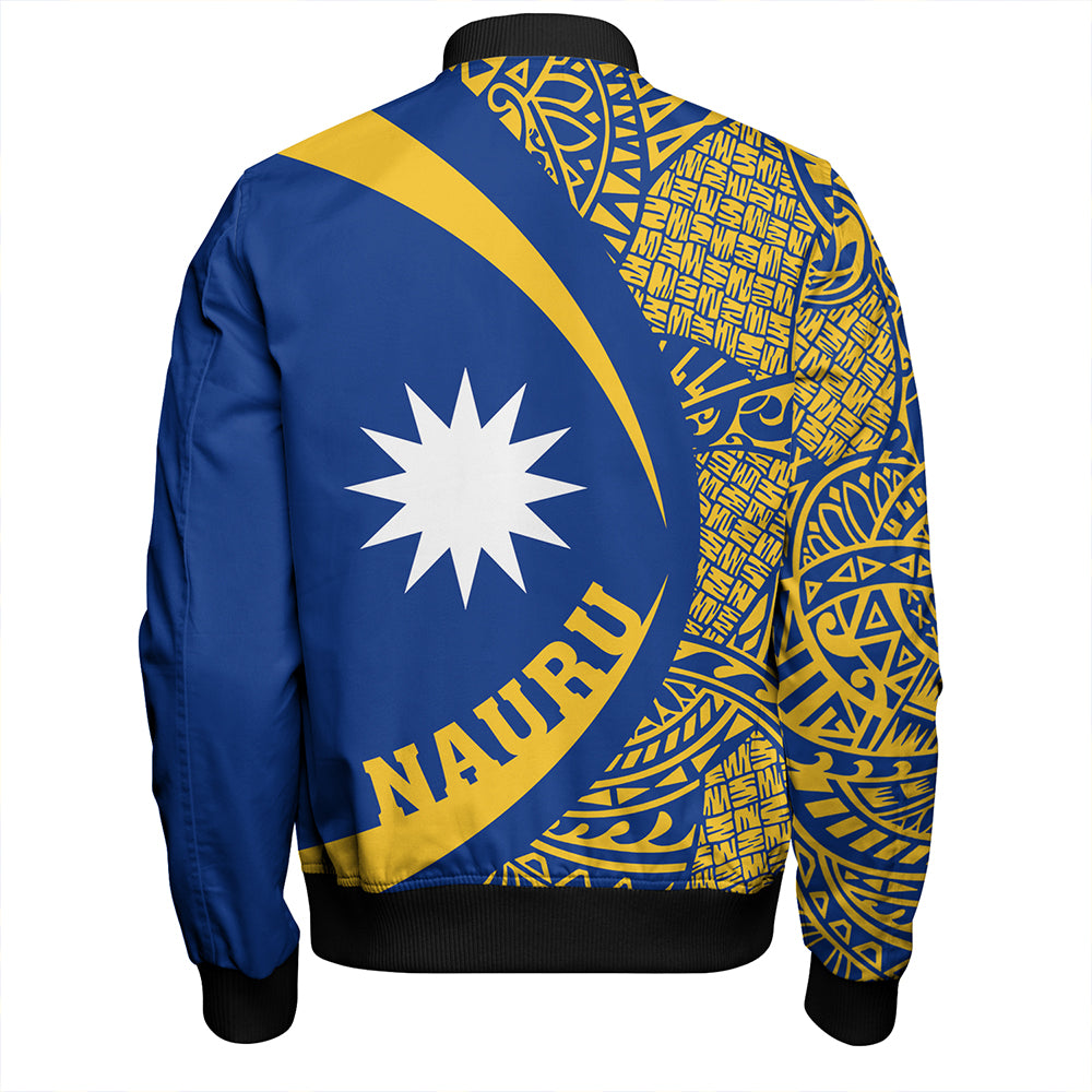 Nauru Bomber Jacket Coat Of Arm Lauhala Circle