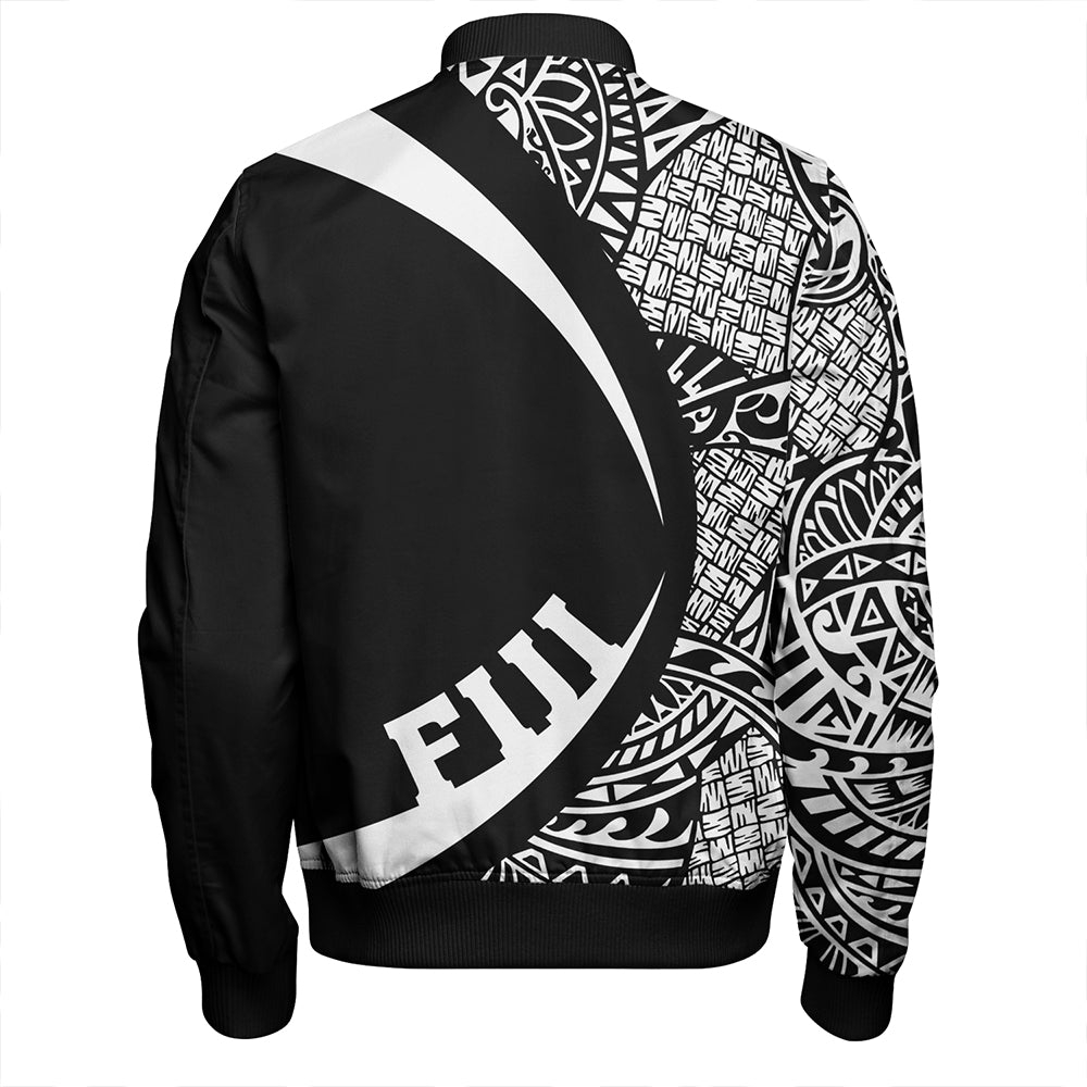 Fiji Bomber Jacket Coat Of Arm Lauhala White Circle