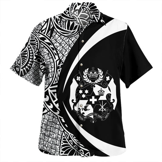 Tonga Hawaiian Shirt Coat Of Arm Lauhala White Circle