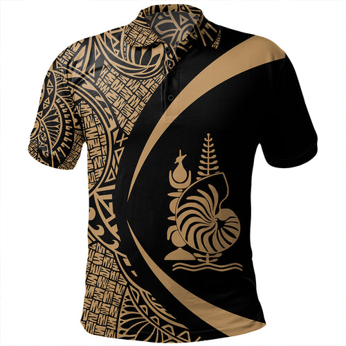 New Caledonia Polo Shirt Coat Of Arm Lauhala Gold Circle