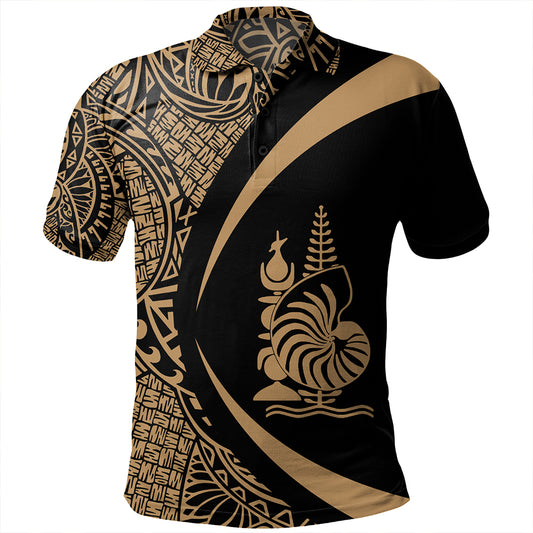 New Caledonia Polo Shirt Coat Of Arm Lauhala Gold Circle