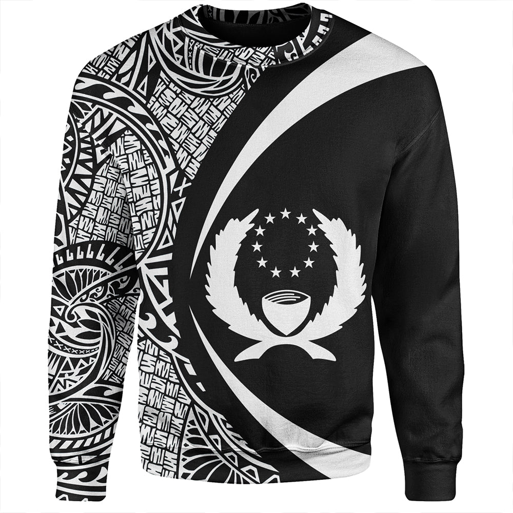 Pohnpei Sweatshirt Coat Of Arm Lauhala White Circle