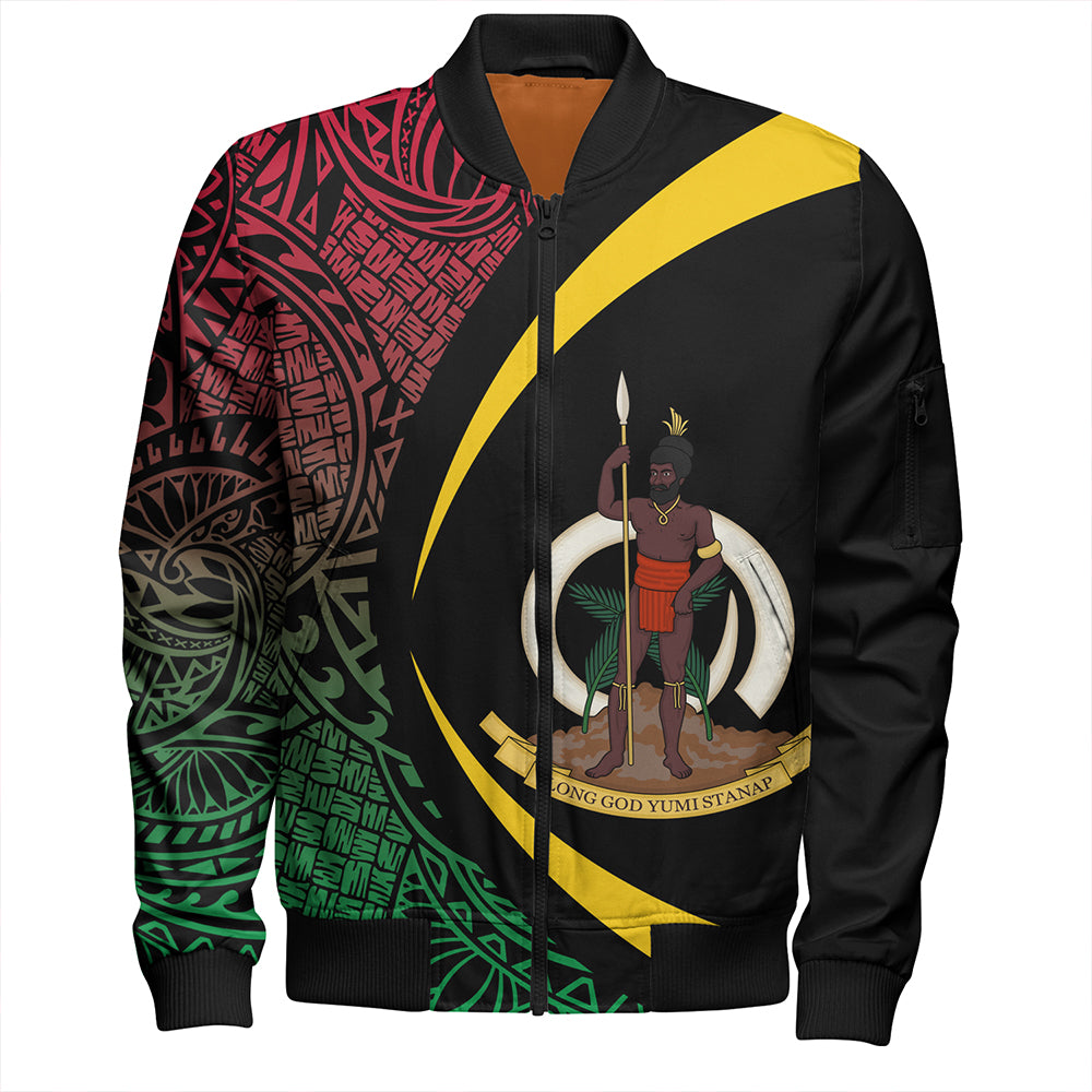 Vanuatu Bomber Jacket Coat Of Arm Lauhala Circle