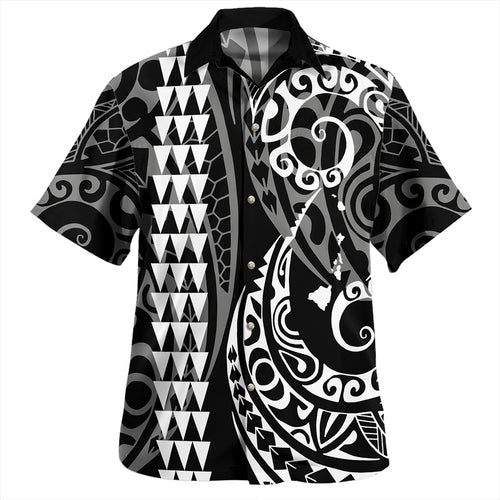 Hawaii Hawaiian Shirt Hawaiian Map Kakau Style White