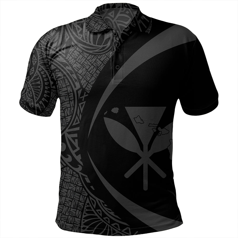 Hawaii Polo Shirt Kanaka Maoli Hawaiian Map Lauhala Gray Circle