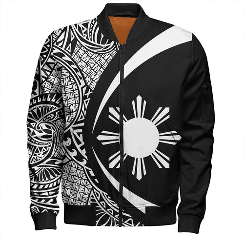 Philippines Bomber Jacket Coat Of Arm Lauhala White Circle