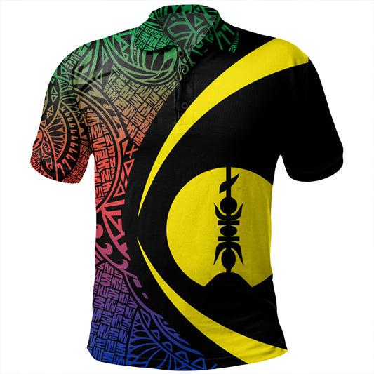 New Caledonia Polo Shirt Coat Of Arm Lauhala Circle
