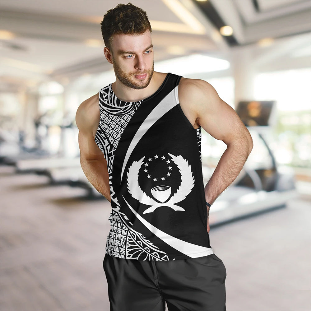 Pohnpei Tank Top Coat Of Arm Lauhala White Circle