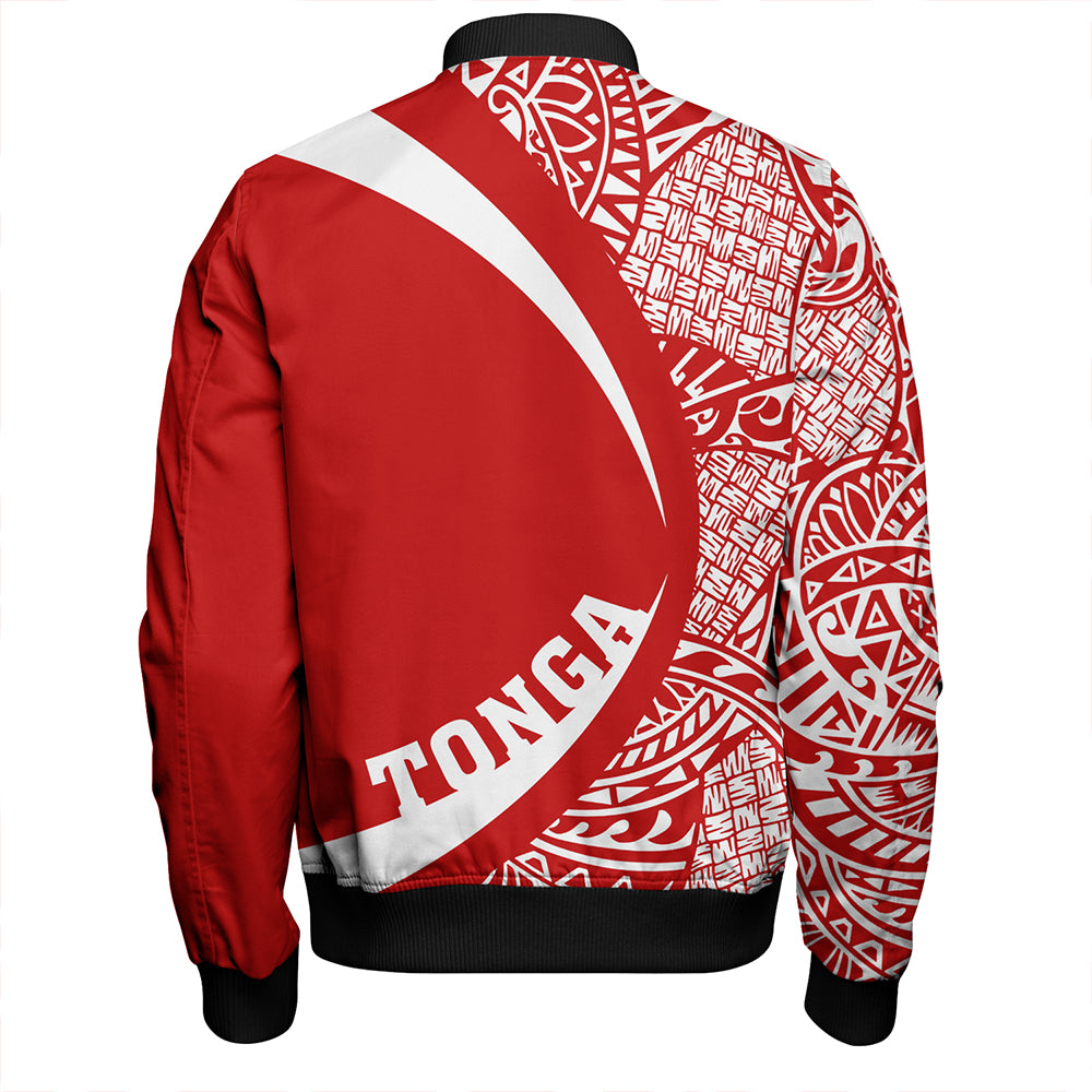 Tonga Bomber Jacket Coat Of Arm Lauhala Circle