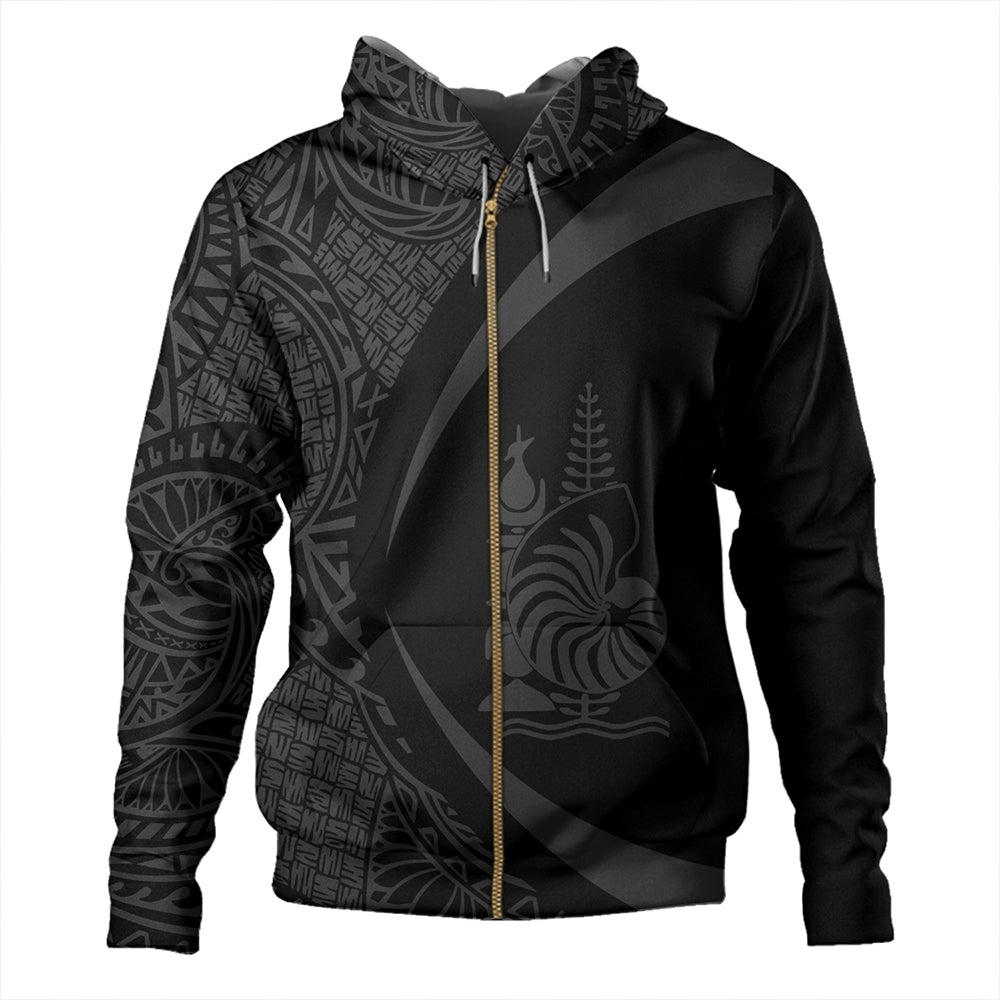 New Caledonia Hoodie Coat Of Arm Lauhala Gray Circle