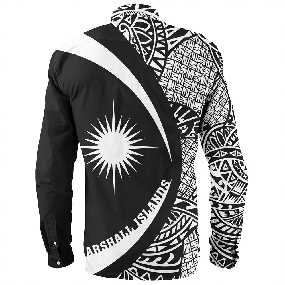 Marshall Islands Long Sleeve Shirt Coat Of Arm Lauhala White Circle