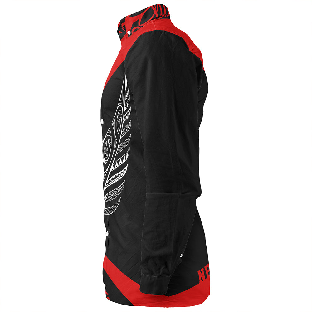 New Zealand Long Sleeve Shirt Silver Fern Maori Flag Lauhala Circle