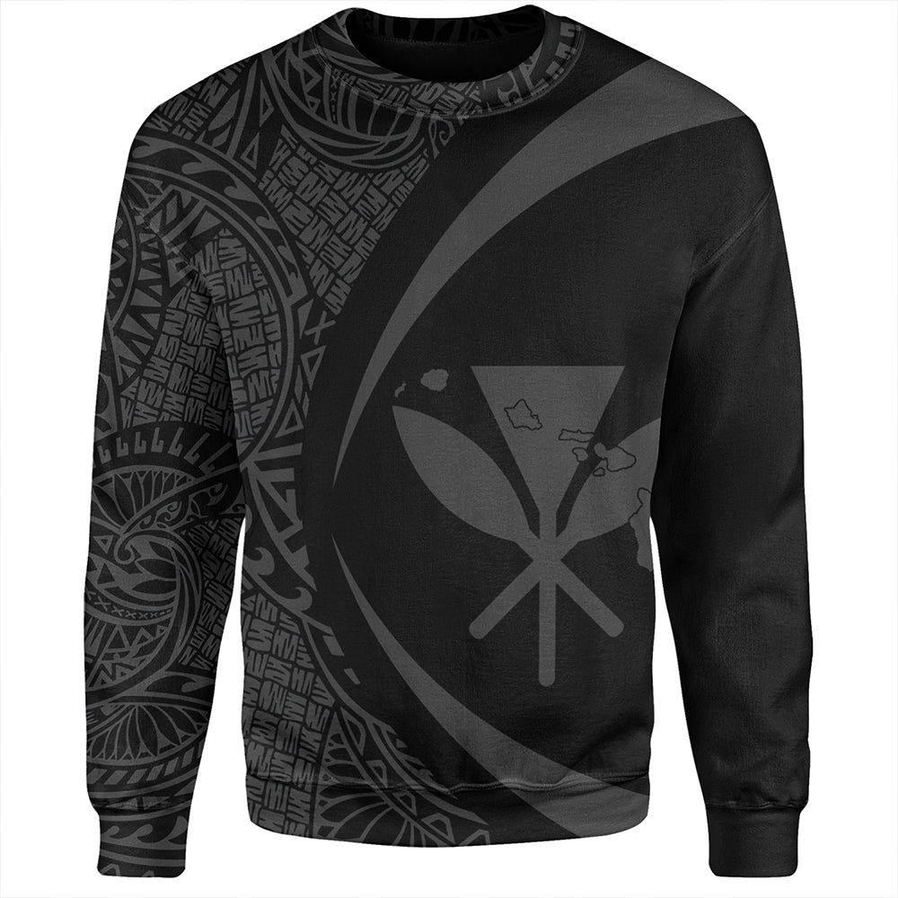 Hawaii Sweatshirt Kanaka Maoli Hawaiian Map Lauhala Gray Circle