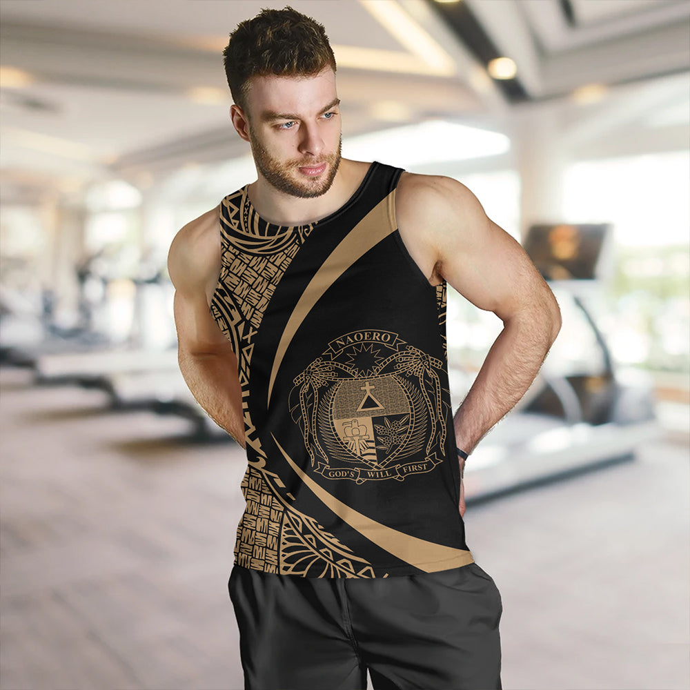 Nauru Tank Top Coat Of Arm Lauhala Gold Circle