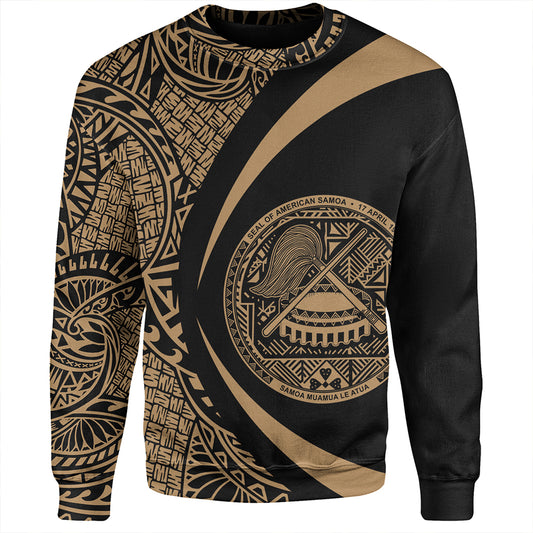 Samoa Sweatshirt American Samoa Coat Of Arm Lauhala Gold Circle