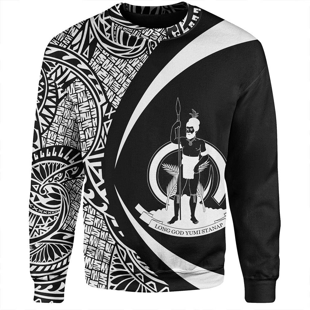 Vanuatu Sweatshirt Coat Of Arm Lauhala White Circle