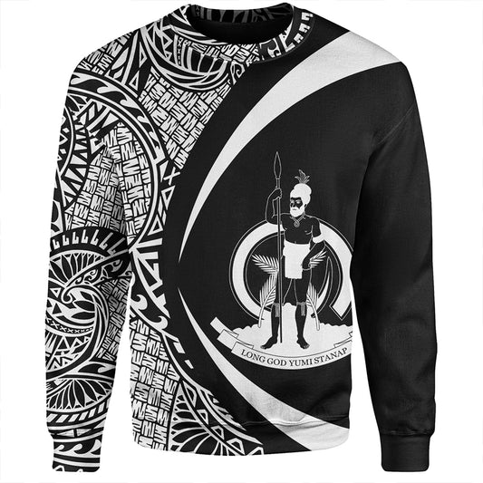 Vanuatu Sweatshirt Coat Of Arm Lauhala White Circle