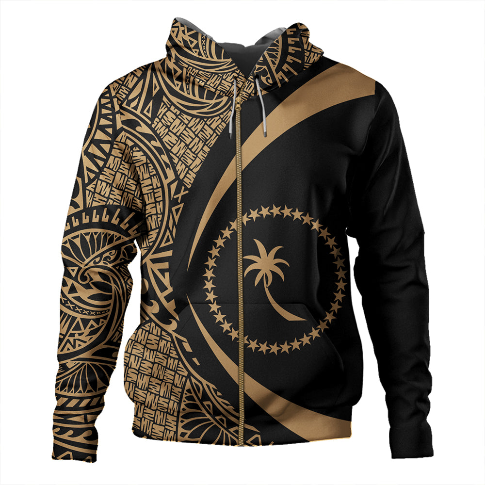 Chuuk Hoodie Coat Of Arm Lauhala Gold Circle