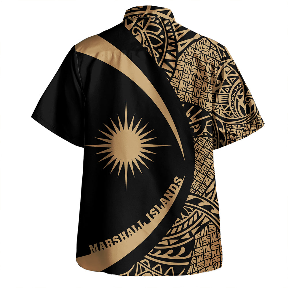 Marshall Islands Hawaiian Shirt Coat Of Arm Lauhala Gold Circle