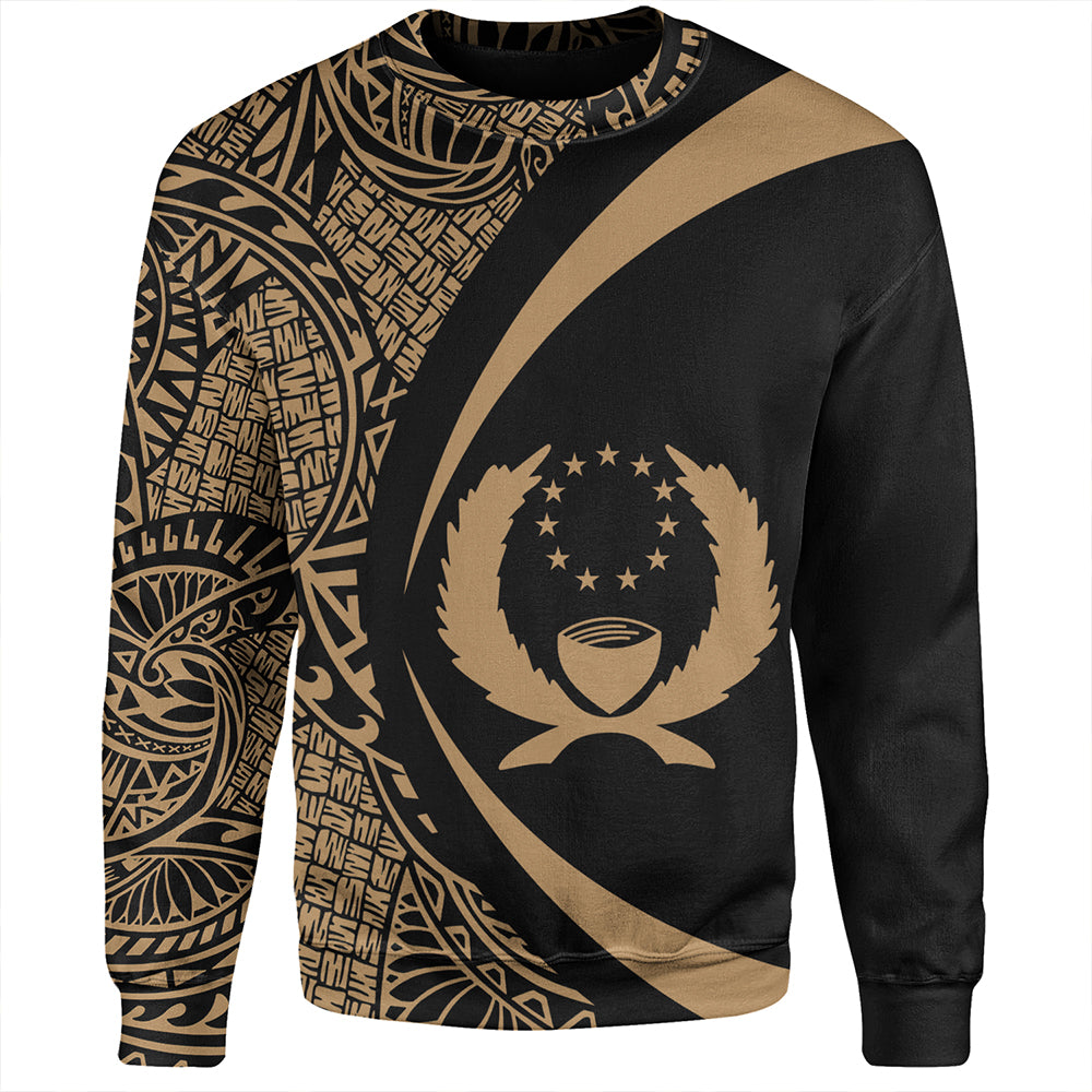 Pohnpei Sweatshirt Coat Of Arm Lauhala Gold Circle