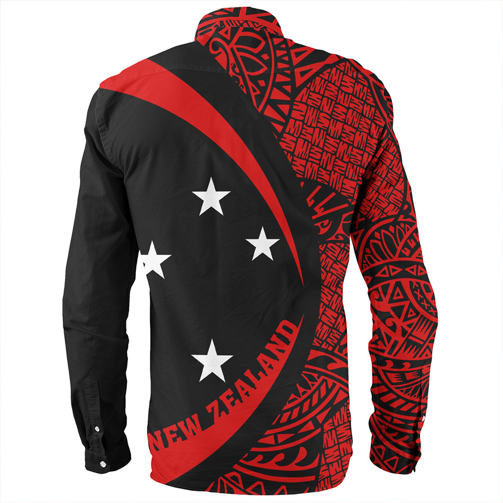 New Zealand Long Sleeve Shirt Silver Fern Maori Flag Lauhala Circle