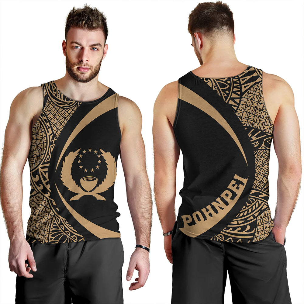 Pohnpei Tank Top Coat Of Arm Lauhala Gold Circle
