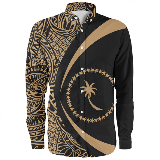 Chuuk Long Sleeve Shirt Coat Of Arm Lauhala Gold Circle