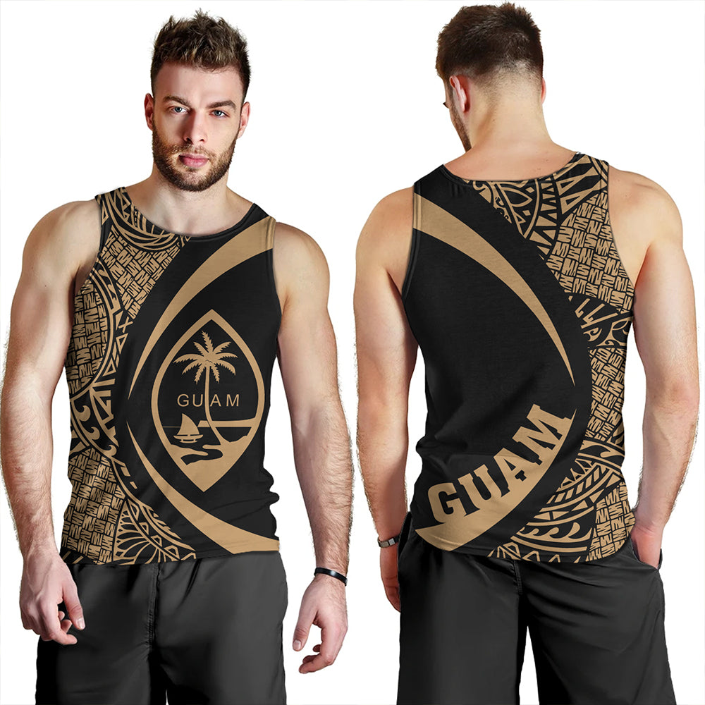 Guam Tank Top Coat Of Arm Lauhala Gold Circle