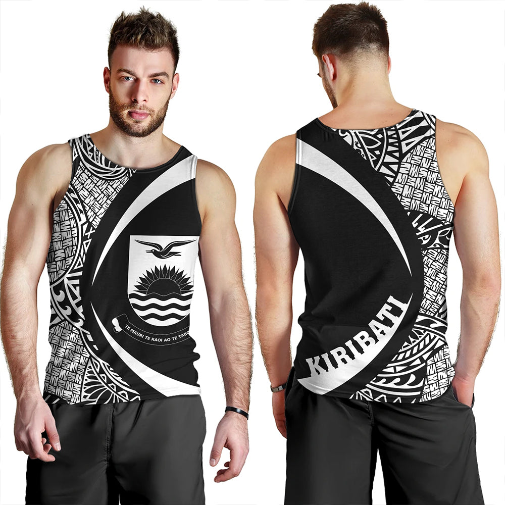 Kiribati Tank Top Coat Of Arm Lauhala White Circle