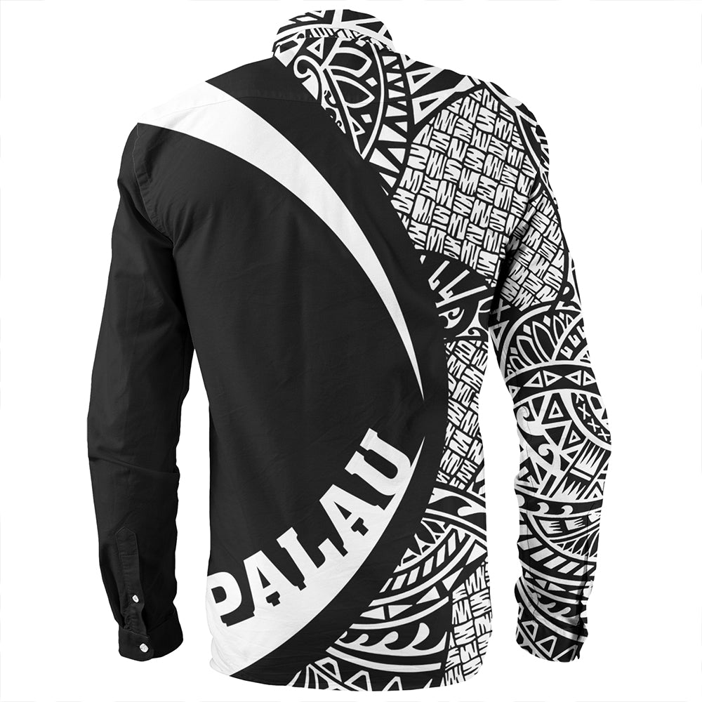 Palau Long Sleeve Shirt Coat Of Arm Lauhala White Circle