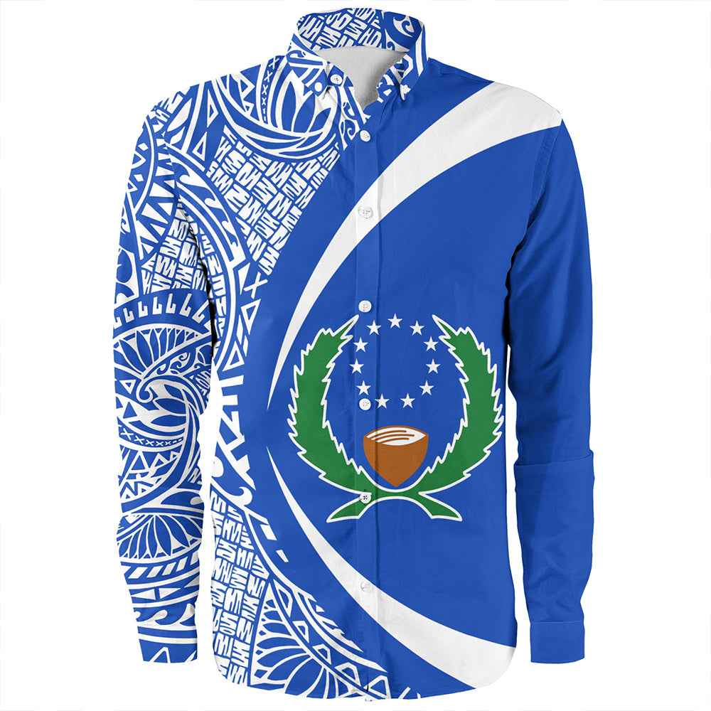 Pohnpei Long Sleeve Shirt Coat Of Arm Lauhala Circle
